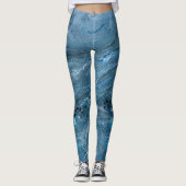 Leggings Marbre bleu avec un rose sur chaque jambe (Devant)