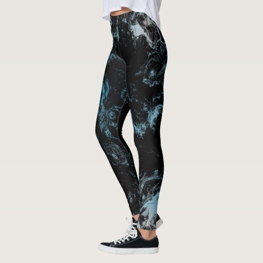Leggings Marbre bleu et noir Abstrait (Gauche)