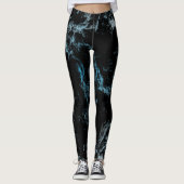 Leggings Marbre bleu et noir Abstrait (Devant)
