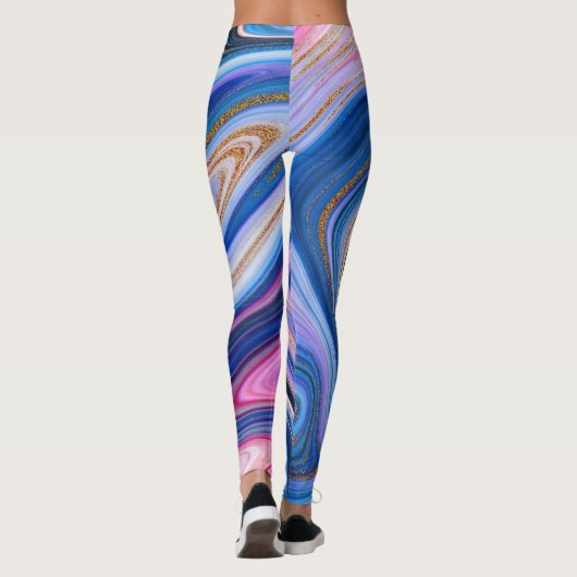 Leggings Marbre bleu et or (Dos)