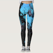 Leggings Marbre bleu, gris et violet Abstrait (Devant)