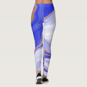 Leggings Marbre Bleu Or, Abstrait Moderne. (Dos)
