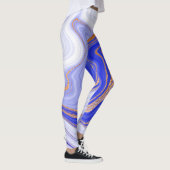Leggings Marbre Bleu Or, Abstrait Moderne. (Droite)