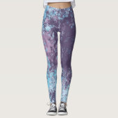 Leggings Marbre bleu, rose et violet Abstrait (Devant)