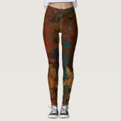 Leggings Marbre bleu, turquoise et rouille Abstrait (Devant)
