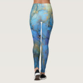 Leggings marbre bleu violet or pierre scifi abstrait (Dos)