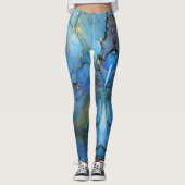 Leggings marbre bleu violet or pierre scifi abstrait (Devant)