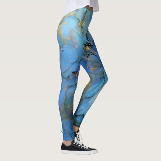 Leggings marbre bleu violet or pierre scifi abstrait (Droite)