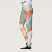 Leggings Marbre brillant | Bleu vert Turquoise, grès (Gauche)