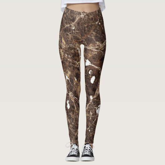 Leggings Marbre Brown Et Blanc (Devant)