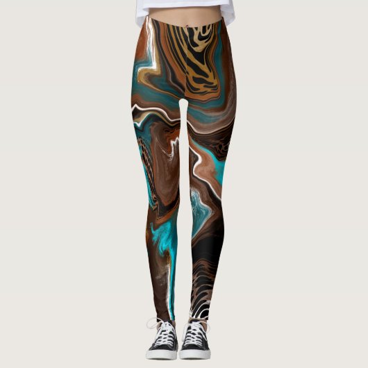 Leggings Marbre Brown et Bleu - Flûte (Devant)