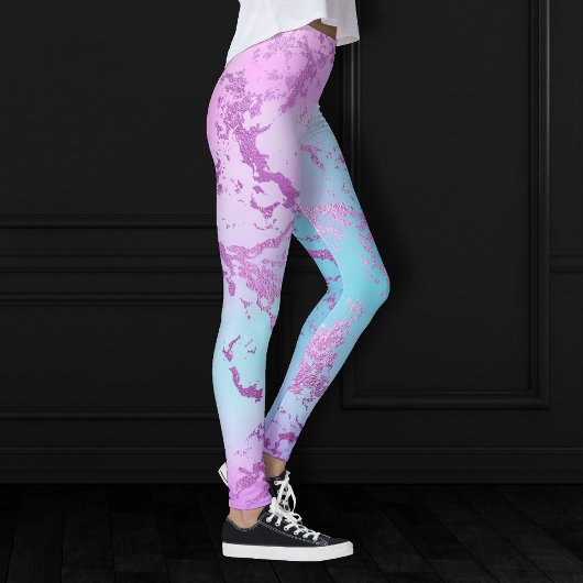 Leggings Marbre chic | Glam violet violet violet bleu Ombre