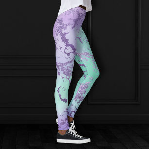 Leggings Marbre chic   Lavande violet et vert menthe