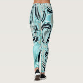 Leggings marbre chic tourbillons menthe aqua bleu ondulatio (Dos)