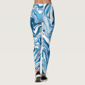 Leggings Marbre d'art numérique fluide bleu (Dos)