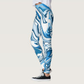 Leggings Marbre d'art numérique fluide bleu (Gauche)