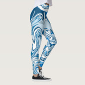 Leggings Marbre d'art numérique fluide bleu (Droite)