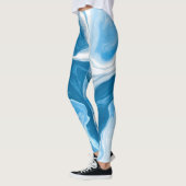 Leggings Marbre d'art numérique fluide bleu et blanc (Gauche)