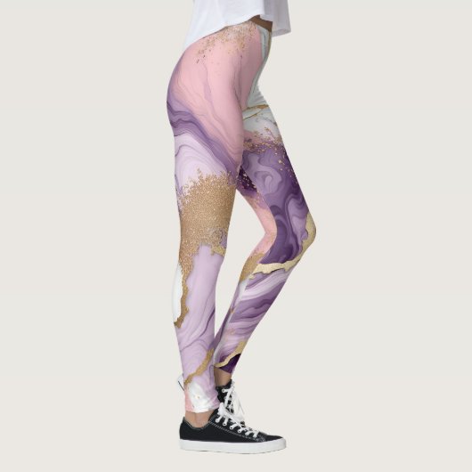 Leggings Marbre de luxe, parties scintillant, rose, violet (Droite)