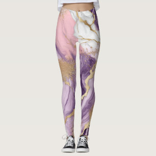 Leggings Marbre de luxe, parties scintillant, rose, violet