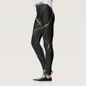Leggings Marbre de minuit doré Noir & Or (Gauche)