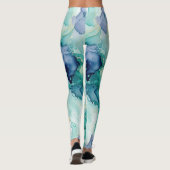 Leggings Marbre d'encre bleue Mint Aqua (Dos)