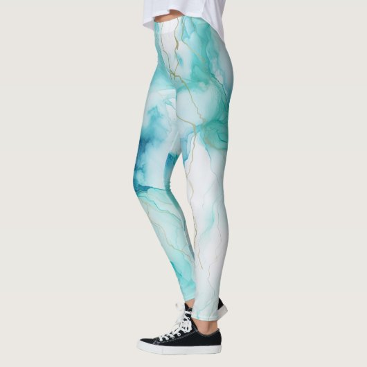 Leggings Marbre d'encre Mint Aqua (Gauche)