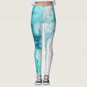 Leggings Marbre d'encre Mint Aqua (Devant)