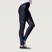 Leggings Marbre d'or de bleu marine (Droite)