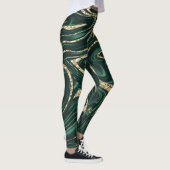 Leggings Marbre d'or noir vert émeraude #2 (Faux Foil) (Droite)