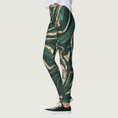 Leggings Marbre d'or noir vert émeraude #2 (Faux Foil) (Gauche)
