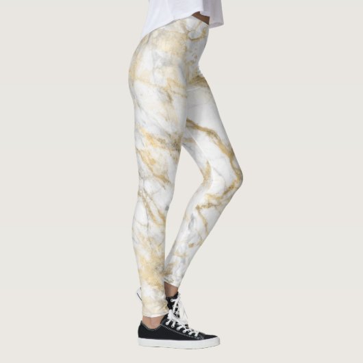 Leggings Marbre élégant blanc gris or (Droite)
