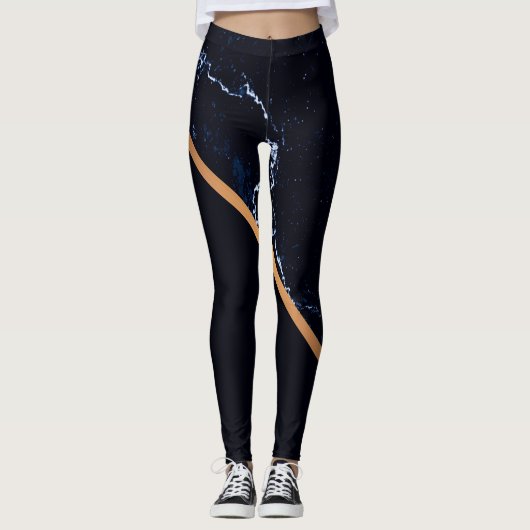 Leggings Marbre foncé Abstrait (Devant)
