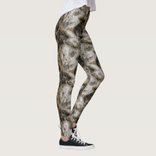 Leggings Marbre gris, blanc et or Abstrait