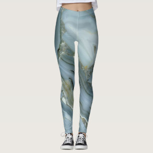 Leggings Marbre gris bleu avec sac à ficelle de veine or
