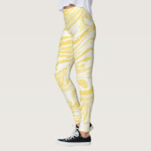 Leggings Marbre jaune élégant : Texture dessinée à la main (Gauche)