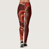 Leggings Marbre liquide rouge et or Abstrait (Dos)