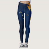 Leggings Marbre minimal bleu marine Abstrait Cobalt or (Devant)