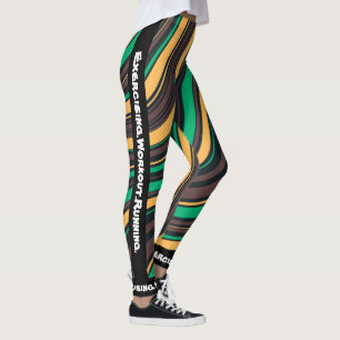 Leggings Marbre moderne personnalisé l Noir Vert jaune