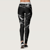 Leggings Marbre noir argenté de luxe Ajouter un texte (Dos)