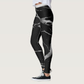 Leggings Marbre noir argenté de luxe Ajouter un texte (Gauche)