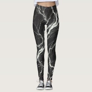 Leggings Marbre Noir & Blanc Chic Look Glamour