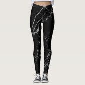Leggings Marbre noir et argent de la veine (Devant)