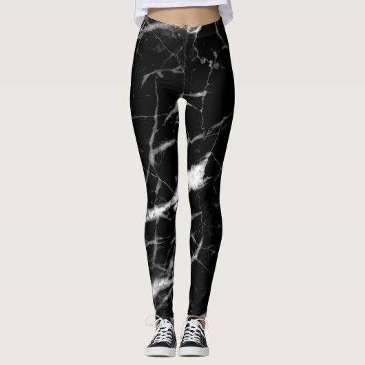 Leggings Marbre noir et blanc (Devant)