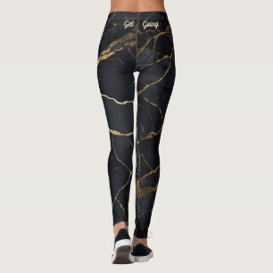 Leggings Marbre noir et or Abstrait