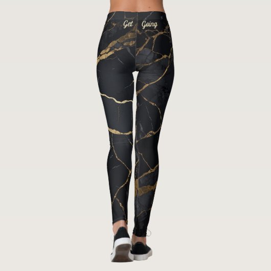 Leggings Marbre noir et or Abstrait (Dos)