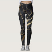 Leggings Marbre noir et or Abstrait (Devant)