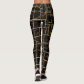 Leggings Marbre noir liquide Faux Crocodile et or (Dos)