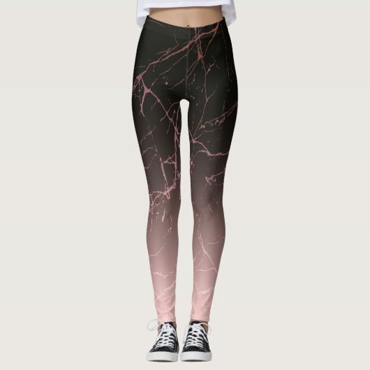 Leggings Marbre noir Rose (Devant)