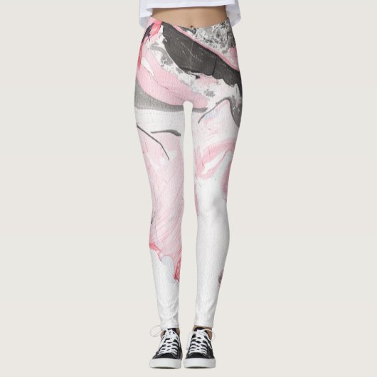 Leggings Marbre noir rose : main tirée (Devant)